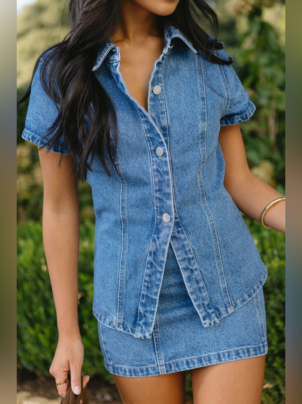 Le Lis Blue Denim Skirt Set